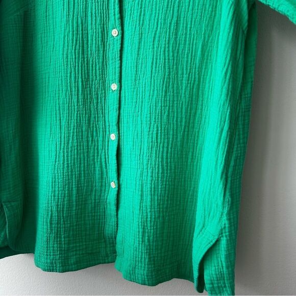 J. Jill Cotton-Gauze Split-Hem Tunic in green - Picture 5 of 7
